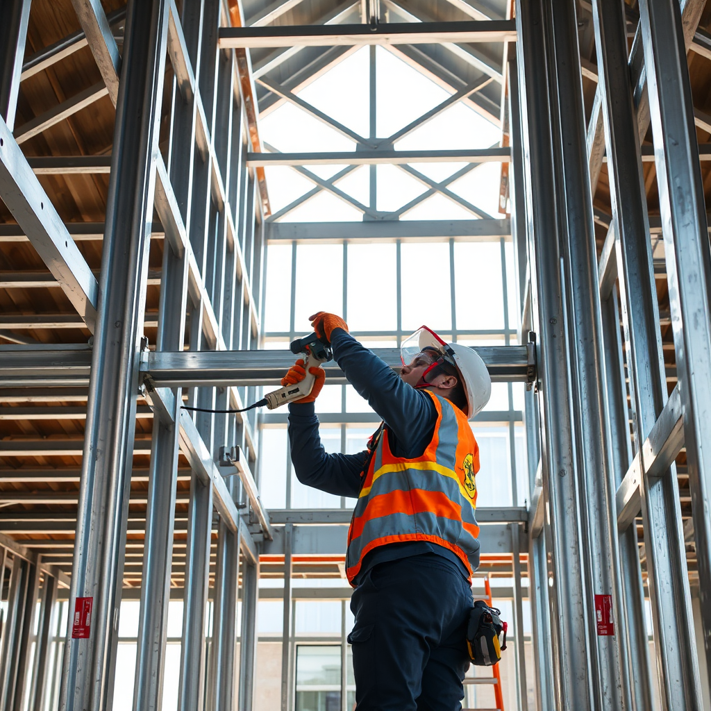 Light steel frame construction structure